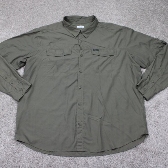 Columbia Kestrel Trail Shirt Mens 2XL XXL Green Vented Omni-Shade L/S Nylon - Picture 1 of 13